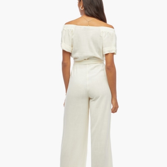 JustFab Off Shoulder Jumpsuit In Cream - Picture 11 of 11